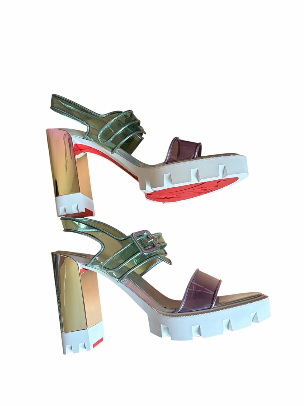 Christian Louboutin Duniss lug holographic iridescent pvc heels - Picture 9 of 11